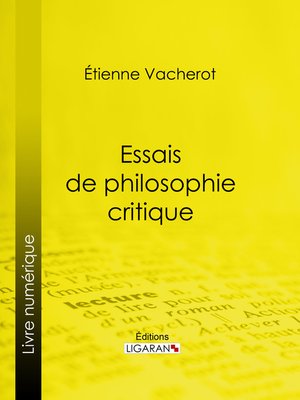 cover image of Essais de philosophie critique